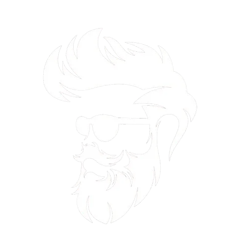Burst Fade Haircuts logo featuring a stylish bearded man with sunglasses and a modern fade hairstyle.